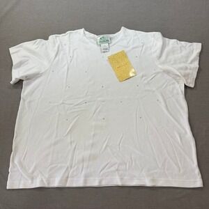 The Quacker Factor White Rhinestone Embellished T Shirt Top Plus Size‎ 3X